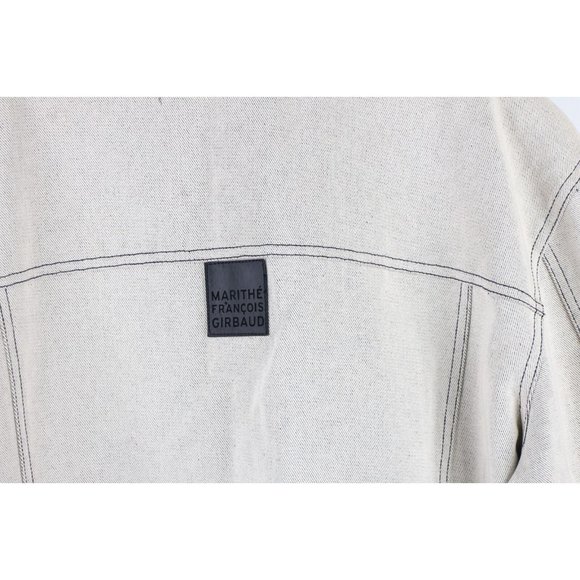 NOS Vtg 90s Marithe Francois Girbaud Mens Large Baggy Denim Trucker Jacket White - Picture 12 of 14
